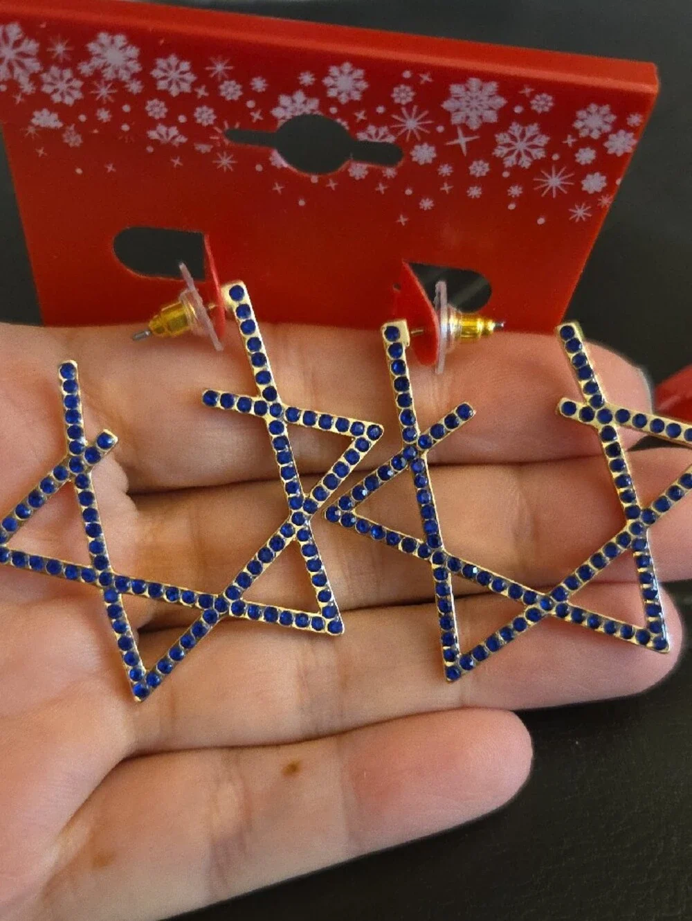 Kohl's Holiday Gold Tone CZ Star Of David Pierced Earrings 2 Pair NWT